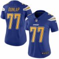 Women's Nike San Diego Chargers #77 King Dunlap Limited Electric Blue Rush NFL Jersey