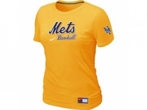 women New York Mets Nike Yellow Short Sleeve Practice T-Shirt