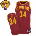 Men's Adidas Cleveland Cavaliers #34 Tyrone Hill Authentic Wine Red Road 2016 The Finals Patch NBA Jersey
