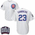 Youth Majestic Chicago Cubs #23 Ryne Sandberg Authentic White Home 2016 World Series Bound Cool Base MLB Jersey