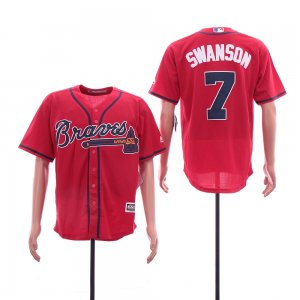 Men Atlanta Braves #7 Dansby Swanson red 2019 Authentic Collection Flex Base Jersey