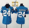 Women Nike Panthers #24 Josh Norman Blue Alternate Super Bowl 50 Stitched Jersey