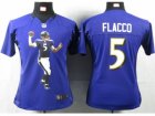 Nike Women Baltimore Ravens #5 Flacco Purple Portrait Fashion Game Jersey