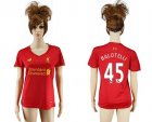 Womens Liverpool #45 Balotelli Red Home Soccer Club Jersey