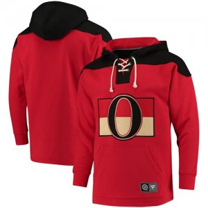 Mens Ottawa Senators Fanatics Branded Red Black Breakaway Lace Up Hoodie