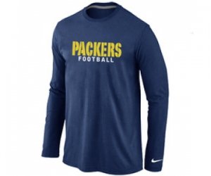 Nike Green Bay Packers font Long Sleeve T-Shirt D.Blue