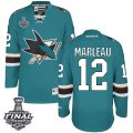 Mens Reebok San Jose Sharks #12 Patrick Marleau Premier Teal Green Home 2016 Stanley Cup Final Bound NHL Jersey