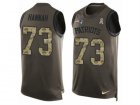 Mens Nike New England Patriots #73 John Hannah Limited Green Salute to Service Tank Top NFL Jersey