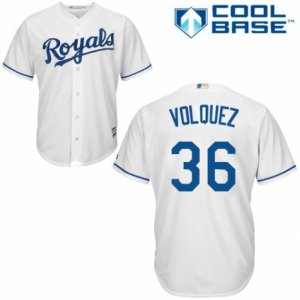 Men\'s Majestic Kansas City Royals #36 Edinson Volquez Replica White Home Cool Base MLB Jersey