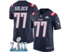 Men Nike New England Patriots #77 Nate Solder Limited Navy Blue Rush Vapor Untouchable Super Bowl LII NFL Jersey