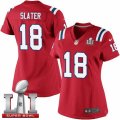 Womens Nike New England Patriots #18 Matthew Slater Elite Red Alternate Super Bowl LI 51 NFL Jersey