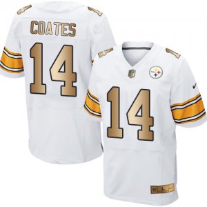 Nike Pittsburgh Steelers #14 Sammie Coates White Mens Stitched NFL Elite Gold Jersey