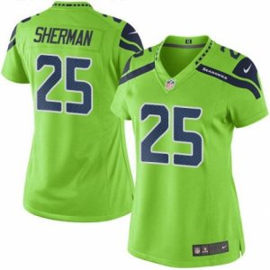 Womens Nike Seattle Seahawks #25 Richard Sherman Green Stitched NFL Limited Rush Jersey