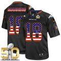 Nike Denver Broncos #18 Peyton Manning Black Super Bowl 50 Men Stitched NFL Elite USA Flag Fashion Jersey