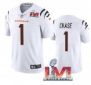 Nike Bengals #1 Ja'Marr Chase White 2022 Super Bowl LVI Vapor Limited Jersey
