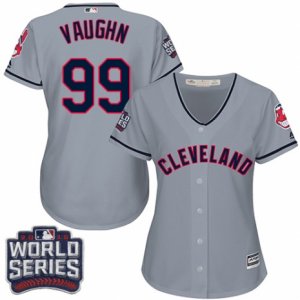 Womens Majestic Cleveland Indians #99 Ricky Vaughn Authentic Grey Road 2016 World Series Bound Cool Base MLB Jersey