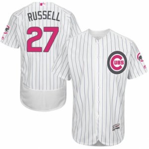 Men\'s Majestic Chicago Cubs #27 Addison Russell Authentic White 2016 Mother\'s Day Fashion Flex Base MLB Jersey