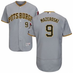 Men\'s Majestic Pittsburgh Pirates #9 Bill Mazeroski Grey Flexbase Authentic Collection MLB Jersey