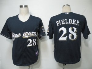 mlb jerseys milwaukee brewers #28 fielder dk blue(cool base)