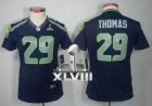 Nike Seattle Seahawks #29 Earl Thomas Steel Blue Team Color Super Bowl XLVIII Women NFL Jersey