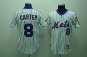 mlb new york mets #8 carter m&n white(blue strip)