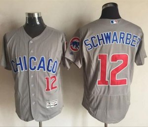 Chicago Cubs #12 Kyle Schwarber Grey Flexbase Authentic Collection Road Stitched Baseball Jersey