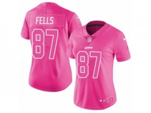 Womens Nike Detroit Lions #87 Darren Fells Limited Pink Rush Fashion NFL Jersey