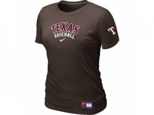 Women Texas Rangers Nike Brown Short Sleeve Practice T-Shirt