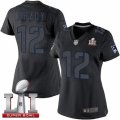 Womens Nike New England Patriots #12 Tom Brady Limited Black Impact Super Bowl LI 51 NFL Jersey