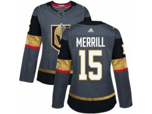 Women Adidas Vegas Golden Knights #15 Jon Merrill Authentic Gray Home NHL Jersey