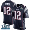 Nike Patriots #12 Tom Brady Navy Youth 2018 Super Bowl LII Game Jersey