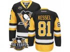 Youth Reebok Pittsburgh Penguins #81 Phil Kessel Authentic Black Gold Third 50th Anniversary Patch NHL Jersey