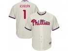 Youth Philadelphia Phillies #1 Richie Ashburn Cream Cool Base Stitched MLB Jersey