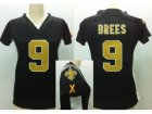 Nike Women New Orleans Saints #9 Brees Black Womens Draft Him II Top Jerseys