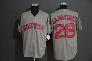 Red Sox #28 J.D. Martinez Gray Cool Base Jersey