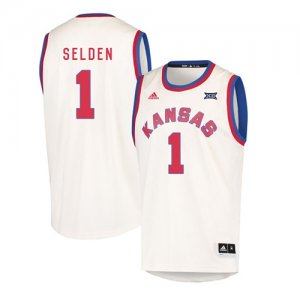 Kansas Jayhawks #1 Wayne Selden Jr. Cream Throwback College Basketball Jersey