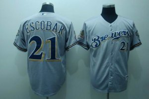 mlb milwaukee brewers #21 escobar grey[40th patch]