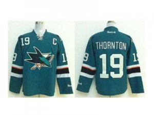 nhl jerseys san jose sharks #19 thornton green[2014 new stadium][patch C]