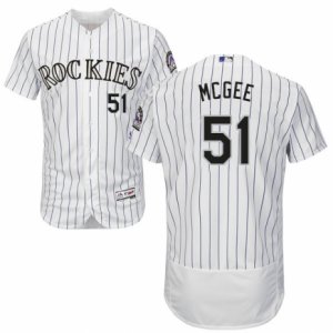 Men\'s Majestic Colorado Rockies #51 Jake McGee White Flexbase Authentic Collection MLB Jersey
