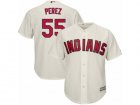 Youth Majestic Cleveland Indians #55 Roberto Perez Authentic Cream Alternate 2 Cool Base MLB Jersey