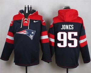 Nike New England Patriots #95 Chandler Jones Navy Blue Player Pullover Hoodie