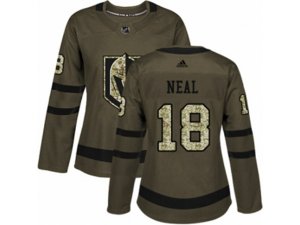 Women Adidas Vegas Golden Knights #18 James Neal Authentic Green Salute to Service NHL Jersey