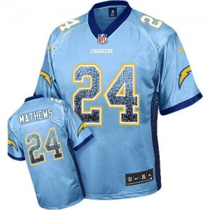 Nike San Diego Chargers #24 Ryan Mathews Electric Blue Jersey(Elite Drift Fashion)