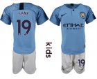 2018-19 Manchester City 19 SANE Home Youth Soccer Jersey