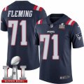 Mens Nike New England Patriots #71 Cameron Fleming Limited Navy Blue Rush Super Bowl LI 51 NFL Jersey