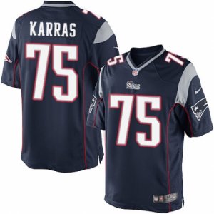 Mens Nike New England Patriots #75 Ted Karras Limited Navy Blue Team Color NFL Jersey