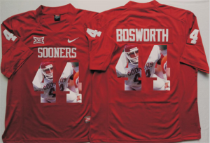 Oklahoma Sooners 44 Brian Bosworth All Red Portrait Number College Jersey