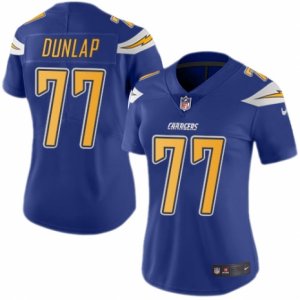 Women\'s Nike San Diego Chargers #77 King Dunlap Limited Electric Blue Rush NFL Jersey