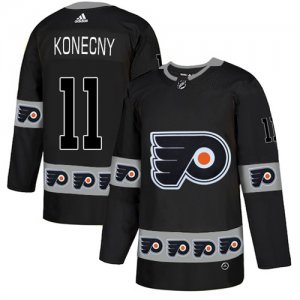 Flyers #11 Travis Konecny Black Team Logos Fashion Adidas Jersey