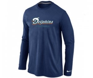 Nike Miami Dolphins Authentic font Long Sleeve T-ShirtD.Blue